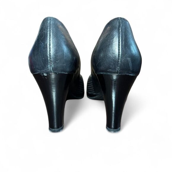 Naturalizer Women's Black Leather Peep Toe Pumps Heels Size 9 - Picture 4 of 8